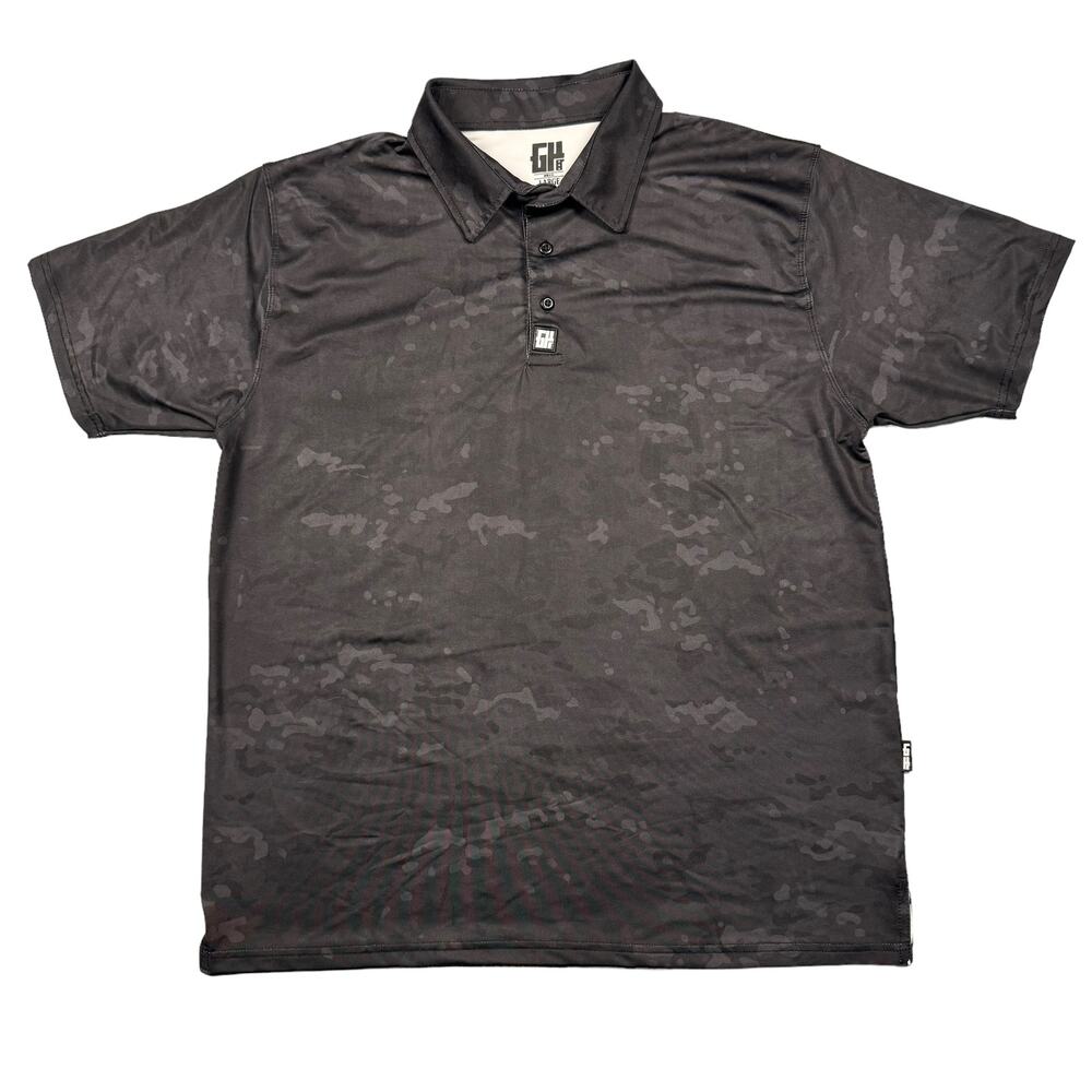 Greater Half Polo Men's Large GH Activewear Camo‎ Black Gray Short Sleeve